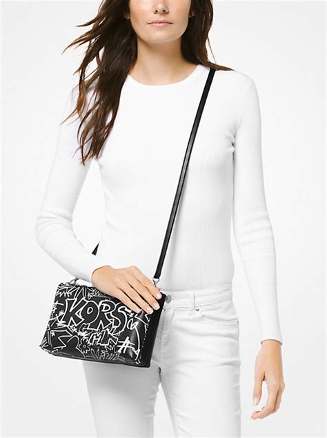 michael kors graffiti crossbody|Adele Graffiti Leather Crossbody .